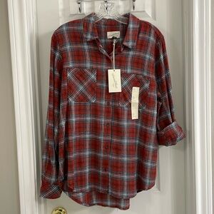 Universal Thread Plaid Flannel Res / Rust and Navy Size Medium NWT
